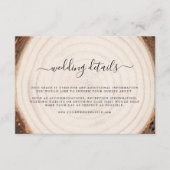Rustic Tree Ring Wood Grain Wedding Details  Informatiekaartje (Voorkant)
