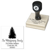 Rustic Tree Silhouette en familienaam Rubberstempel (Gestempeld)