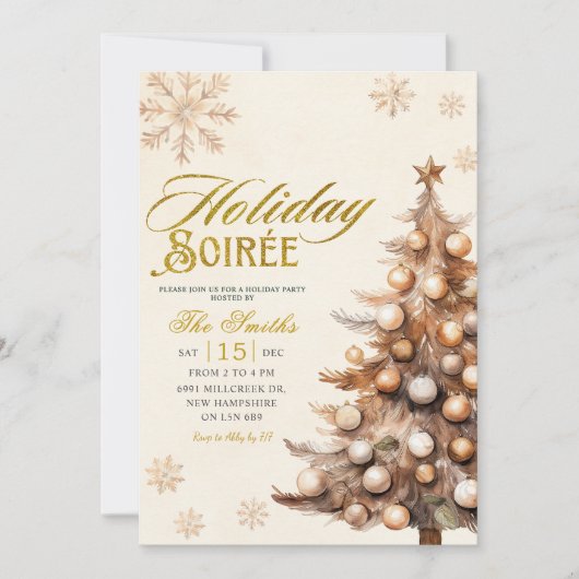 Rustic Tree Snowflake Christmas Holiday Soiree Kaart (Voorkant)