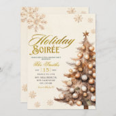 Rustic Tree Snowflake Christmas Holiday Soiree Kaart (Voorkant / Achterkant)