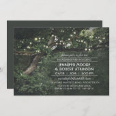 Rustic Tree String Lights Forest Engagement Party Kaart (Voorkant / Achterkant)
