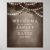 Rustic Tree String of Lights Wedding Welcome Poster (Voorkant)
