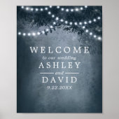 Rustic Tree String of Lights Wedding Welcome Poster (Voorkant)