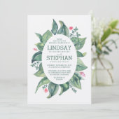 Rustic Tree verlaat bruiloft Laurel Waterverf Kaart (Staand voorkant)