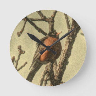 Rustic Tree vertakt Michigan State Bird Robin Ronde Klok