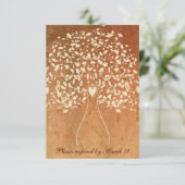Rustic Tree Warm Red rsvp met enveloppen Kaartje (Staand voorkant)
