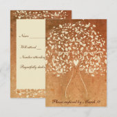 Rustic Tree Warm Red rsvp met enveloppen Kaartje (Voorkant / Achterkant)