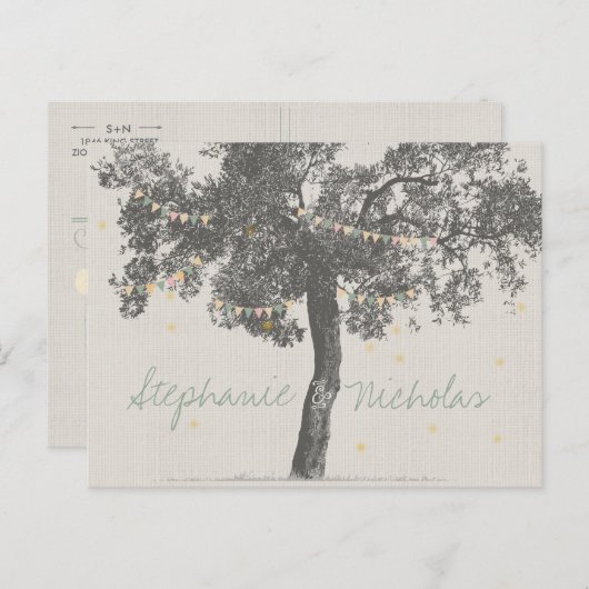 Rustic Tree Wedding Save the Date Kaarten (Voorkant / Achterkant)