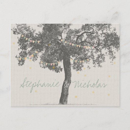 Rustic Tree Wedding Save the Date Kaarten (Voorkant)