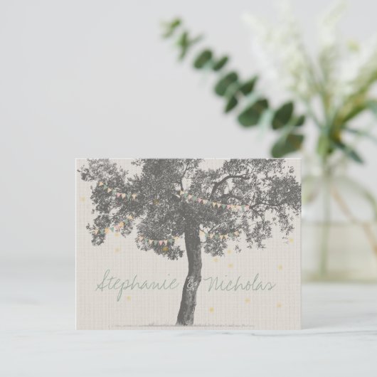 Rustic Tree Wedding Save the Date Kaarten (Staand voorkant)