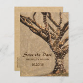 Rustic Tree Wedding Sla de datum op Aankondigingskaart (Voorkant / Achterkant)
