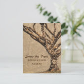 Rustic Tree Wedding Sla de datum op Aankondigingskaart (Staand voorkant)