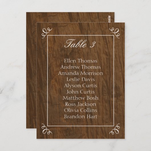 Rustic Tree Wedding Zitting Grafiek Briefkaart (Voorkant / Achterkant)