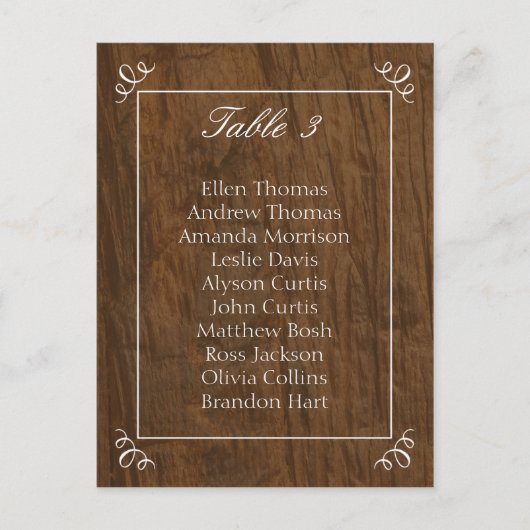 Rustic Tree Wedding Zitting Grafiek Briefkaart (Voorkant)