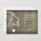 Rustic Tree with Heart Wedding R.S.V.P. Kaart (Voorkant)