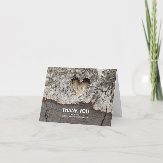 Rustic Tree Wood Heart Wedding Dank u Bedankkaart (Voorkant)