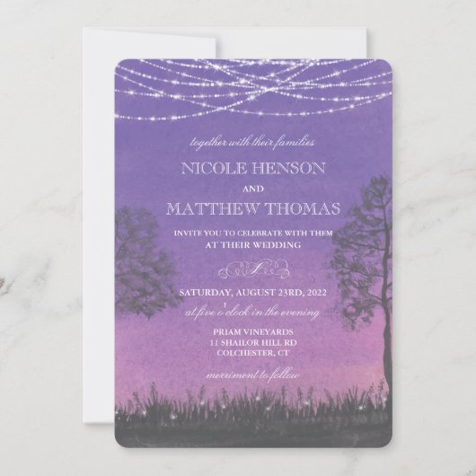 Rustic Tree Woodland Wedding Invitation Kaart (Voorkant)