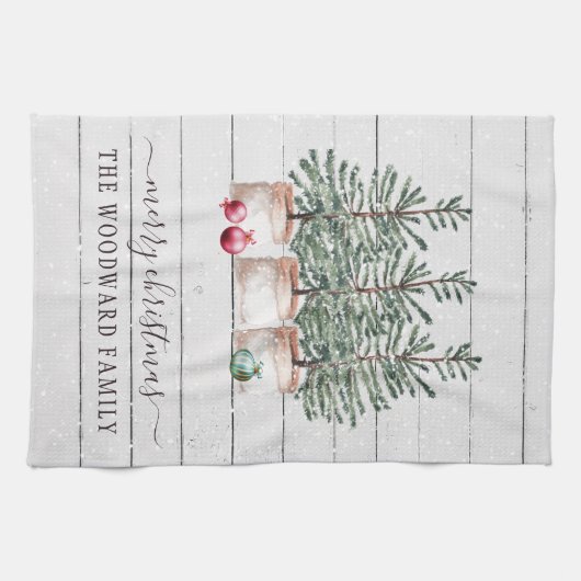 Rustic Trees Kerstkeukenhanddoeken Theedoek (Horizontaal)