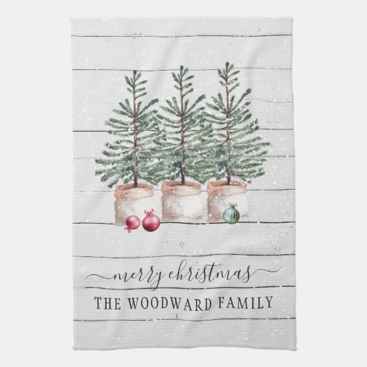 Rustic Trees Kerstkeukenhanddoeken Theedoek (Verticaal)