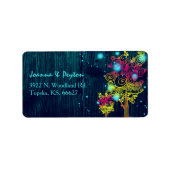 Rustic Trees Midnight Blue Wedding Address Etiket (Voorkant)