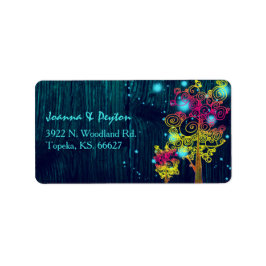 Rustic Trees Midnight Blue Wedding Address Etiket