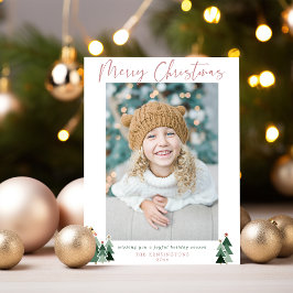 Rustic Trees - Minimalistische moderne kerstfoto Feestdagenkaart