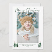 Rustic Trees - Minimalistische moderne kerstfoto Feestdagenkaart (Voorkant)