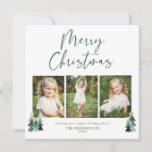 Rustic Trees Modern Kerstfeestdag 3 Foto Feestdagenkaart (Voorkant)