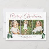 Rustic Trees Modern Kerstfeestdag 3 Foto Feestdagenkaart (Voorkant)