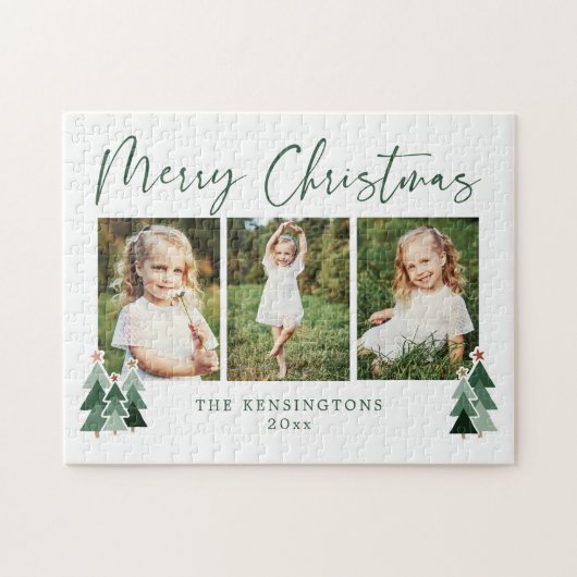 Rustic Trees Modern Kerstfeestdag 3 Foto Legpuzzel (Horizontaal)