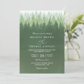 Rustic Trees Pine Forest  Elegant QR Code Wedding Kaart (Staand voorkant)