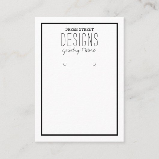 Rustic Trendy Earring Display Kaart Visitekaartje (Voorkant)