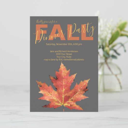 Rustic Trendy Herfst Dinner Party Invitation Kaart (Staand voorkant)