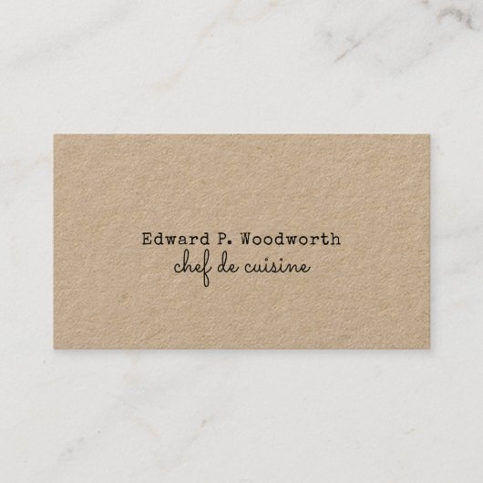 Rustic Trendy Restaurant Gourmet Chef Visitekaartje (Voorkant)