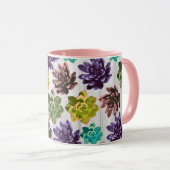 Rustic Trendy Succulents & White Wood Planks Mok (Voorkant rechts)