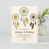 Rustic Tribal Boho Dream Catchers Verjaardagsfeest Kaart (Staand voorkant)