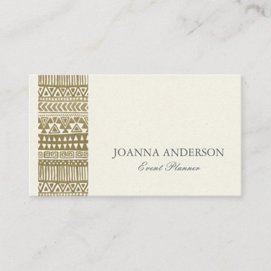 RUSTIC TRIBAL GOLD BOHEMIAN PATROON PERSONALISEERD VISITEKAARTJE (Voorkant)