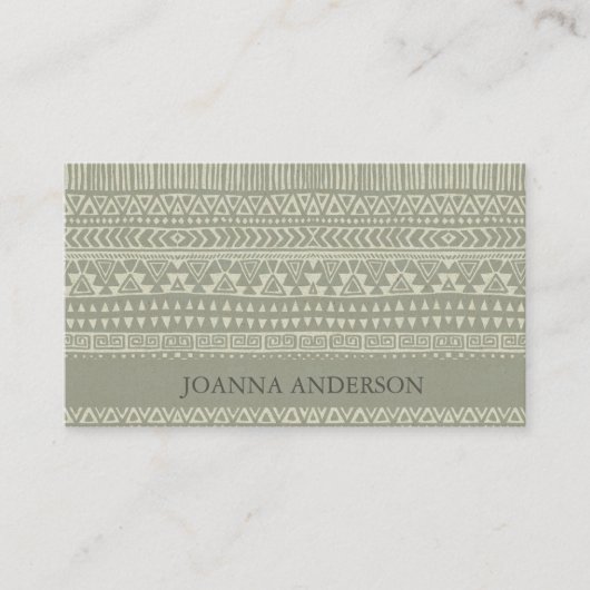RUSTIC TRIBAL GRAY BOHEMIAN PATROON PERSONALISEERD VISITEKAARTJE (Voorkant)