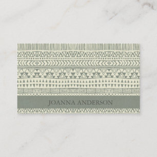 RUSTIC TRIBAL GRAY BOHEMIAN PATROON PERSONALISEERD VISITEKAARTJE