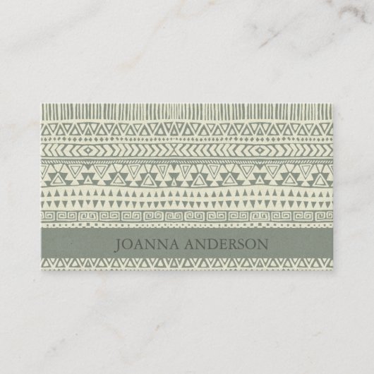RUSTIC TRIBAL GRAY BOHEMIAN PATROON PERSONALISEERD VISITEKAARTJE (Voorkant)