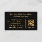 Rustic Tribal Southwestern Black Bear Restaurant Visitekaartje (Achterkant)