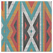 Rustic Tribe Mosaic Native American Indian Pattern Stof (Close Up)