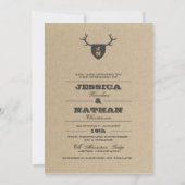 Rustic Trophy Gray Wedding Invitation Kaart (Voorkant)