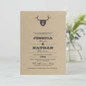 Rustic Trophy Gray Wedding Invitation Kaart (Staand voorkant)