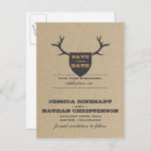 Rustic Trophy Grijs Save the Date Aankondigingskaart (Voorkant / Achterkant)