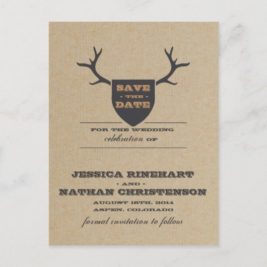 Rustic Trophy Grijs Save the Date Aankondigingskaart (Voorkant)