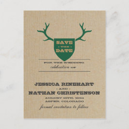 Rustic Trophy Groen Sla de datum op Aankondigingskaart