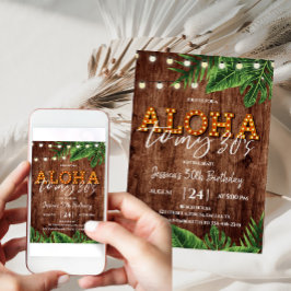 Rustic Tropical Aloha 30th Birthday Invitation Kaart