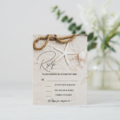 Rustic Tropical Beach Coastal Photo Wedding RSVP Kaartje (Staand voorkant)