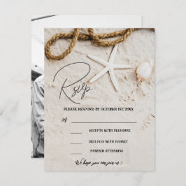 Rustic Tropical Beach Coastal Photo Wedding RSVP Kaartje